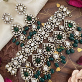 Stylish Green Victorian Diamond Choker-Green Beads-VV1880